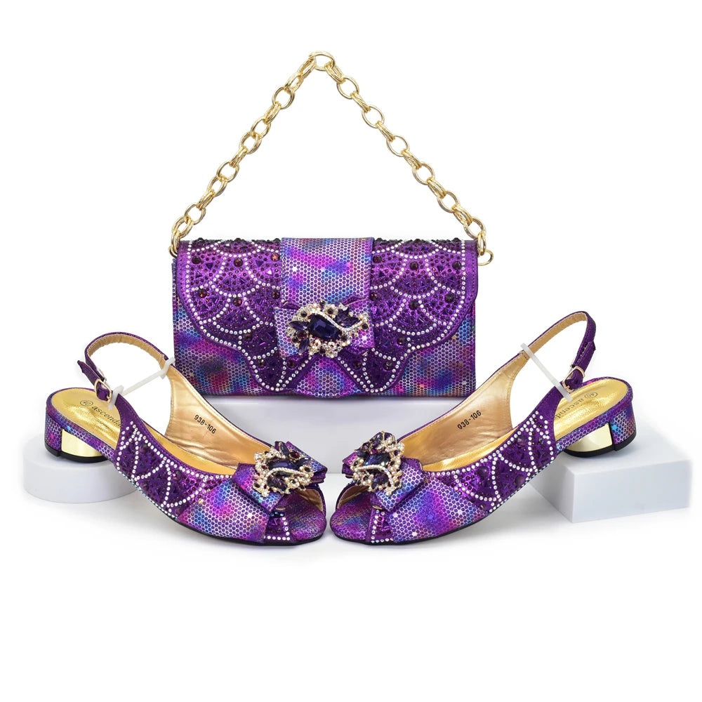 New Arrival Peep-Toe Heels & Long Small Bag Set Nigerian Party Shoes and Bag –Comfortable Women's Shoes for Elegant Events