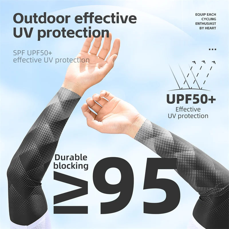WEST BIKING Summer Sunproof Arm Sleeves UV Protection Seamless Digital Printing Cycling Running Sleeves Cooling Sport Gear