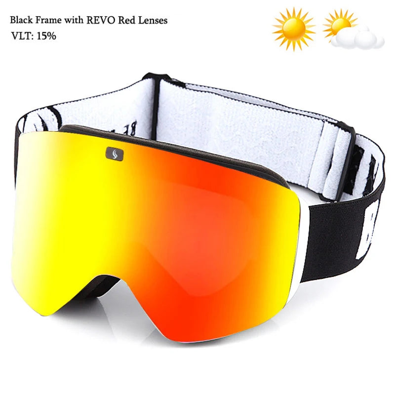 Ski Goggles with Magnetic Double Layer Yellow Lens Skiing Anti-fog UV400 Snowboard Goggles Men Women Ski Glasses Eyewear Set