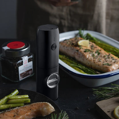 1/2PCS Electric Salt And Pepper Grinder with LED Light Gravity Sensing Adjustable Spice Mills Cordless Automatic Kitchen Gadget