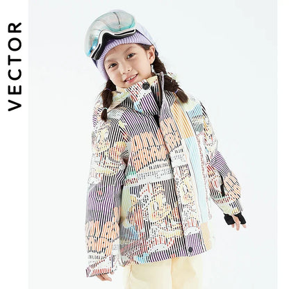 VECTOR Ski Professional Children's Ski Jacket Warm Waterproof Boys Girls Outdoor Skiing Snowboarding Winter Ski Kids