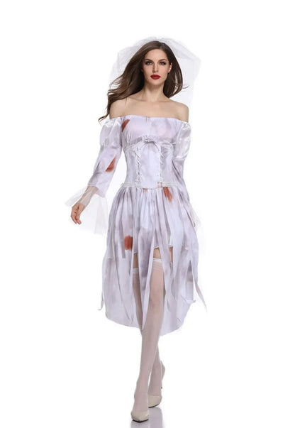 Dress for Female Devil Cosplay Party Devil Corpse Bride Costumes Halloween Women Scary Vampire Costume Clothes Witch Dresses \