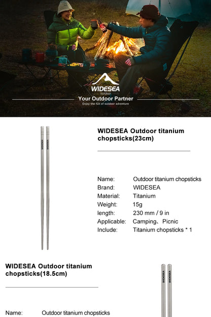Widesea Camping Titanium Chopsticks Tableware Detachable Chopsticks Hiking Traveling Picnic Equipment Supplies Dinnerware