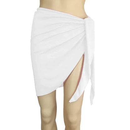 Summer Solid Bikini Cover Ups Shorts Pareo Wraps Sarong Skirt Swimsuit Beachwear Women Beach Skirts Swimwear Half Wrapped Skirt