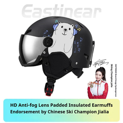 Ski Helmet Men Snow Goggles In One Anti-Impact Skiing Helmet For Adult Women Ski Skateboard Snowboard Safety Helmet Female Male