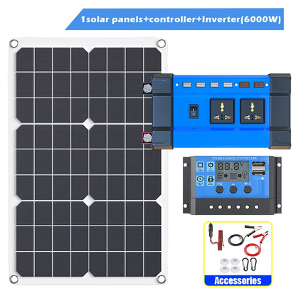 Off-Grid Power Bundle: 6000W Bendable Solar System with MPPT Controller & Hybrid Inverter for Cabins/Vans