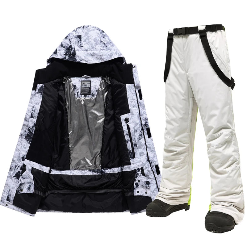 Winter -30 Degree Ski Suit For Men Windproof Waterproof Thick Warm Skiing Jacket Snow Pants Outdoor Male Snowboarding Clothing