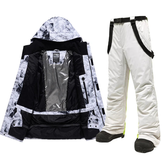 Winter -30 Degree Ski Suit For Men Windproof Waterproof Thick Warm Skiing Jacket Snow Pants Outdoor Male Snowboarding Clothing