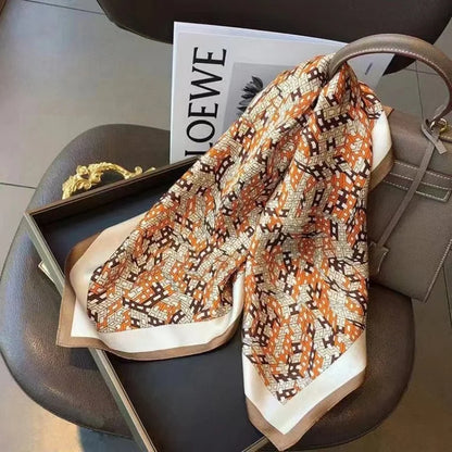 Square imitation silk scarf scarf for women multi-functional multi-floral silk texture scarf