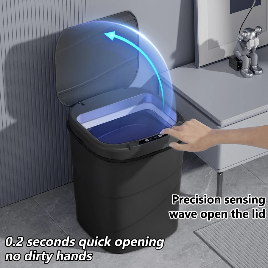 Smart Sensor Touchless Automatic Closing Trash Can Battery Powered for Kitchen Bathroom House Office