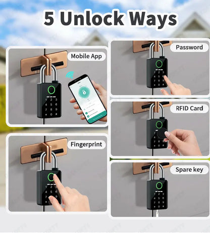 Tuya Password Bluetooth Padlock Touch Screen RFID IC Card Key Home Security Waterproof Cabinet Electronic Bag Luggage Padlock