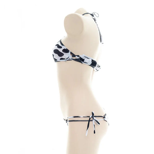 Cow Series Swimsuit Bodysuit Bikini Maid Unifrom Costume Summer Beach Kawaii Girl Swimwear Skirt Uniform Set Cosplay