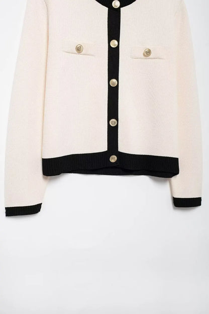 TRAFZA Autumn Fashion Women Sweater Coats Solid O-Neck Long Sleeves Pockets Buttons Single Breasted Female Casual Knitted Coat