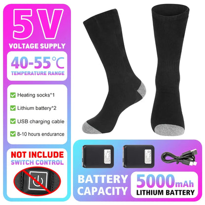 Winter Heated Sock Rechargeable Battery Stocking Men Women Electric Heating Ski Socks Sports Thermal Warmer Foot