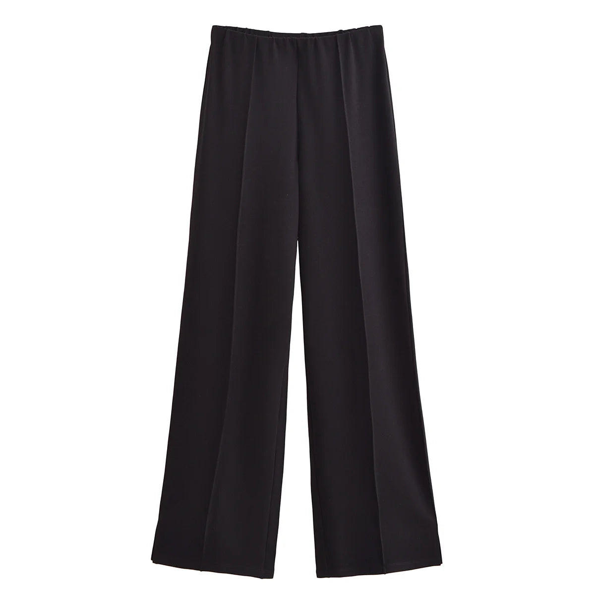 TRAFZA Women New Fashion Slimming 2-Piece Set Double-Sided Fabric O-Neck Long-Sleeve Top+Elegant Stretch Long Pants Female Suit