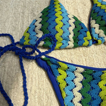 Colorful Halter Bikini Women Swimwear Female Swimsuit Two-pieces Bikini set High Leg Cut Padded Bather Bathing Suit Swim V6991