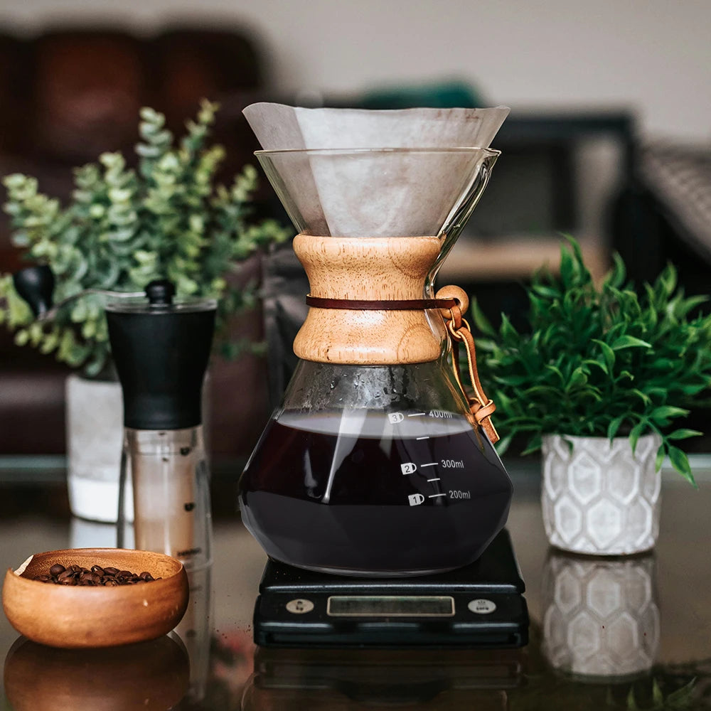 Glass Coffee Pot Drip Brewing Chemex Cafetera 400M/600ML Hand Brewed Coffee Filter Cup Pour Over Coffee Maker For Home Office