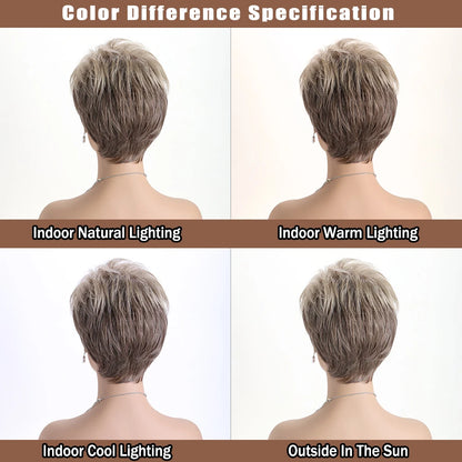 Short Natural Wigs with Bangs Soft Mommy Hair Daily Use Short  Grey Ombre Curly Synthetic Hair Costume Party Wig for Women