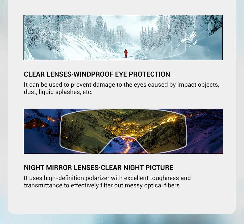 KAPVOE New Outdoor Photochromic Ski Goggles Winter Snow Sports for Unisex Snow Glasses UV400 Anti-fog Magnetic Snowboard Glasses
