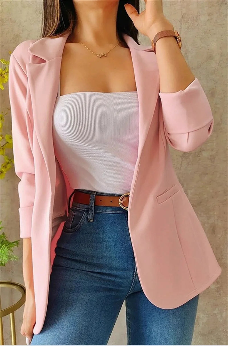 Elegant Corset Suit Blazer Top for Women Collar Open Front Jacket Coat