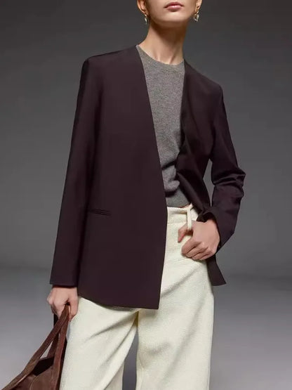 [LANMREM] Elegant 2 Piece Set Women's V Neck Cardigan Blazers High Waist Straight Slim Pants Fashion 2025 Spring New 26C1662