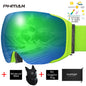 PHMAX Magnetic Ski Goggles UV400 Skiing Eyewear Anti-fog Lens Women Men Winter Outdoor Sports Mountain Snowboard Big Snow Goggle