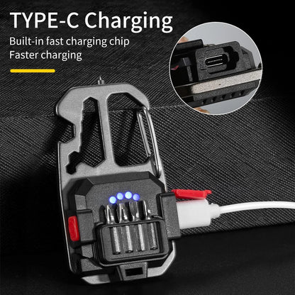 AmmToo Ultra Small Mini LED Light Rechargeable Keychain Light Outdoor Camping COB Work Light Portable Pocket Wrench Screwdriver
