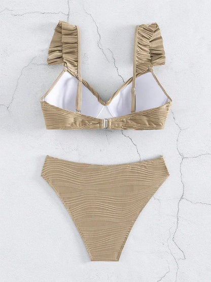 New Sexy Push Up Bikini Ribbed Plus Size Swimwear Women Swimsuit Biquini Set Beachwear Bathing Suit 2024 Mujer Thong Monokini XL