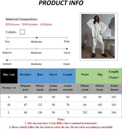 Bornladies Autumn Winter Women's New Turtleneck Knit Sweater Skinny Knit Pants Set Soft Oversized Ripped Hem Fashion Pullover