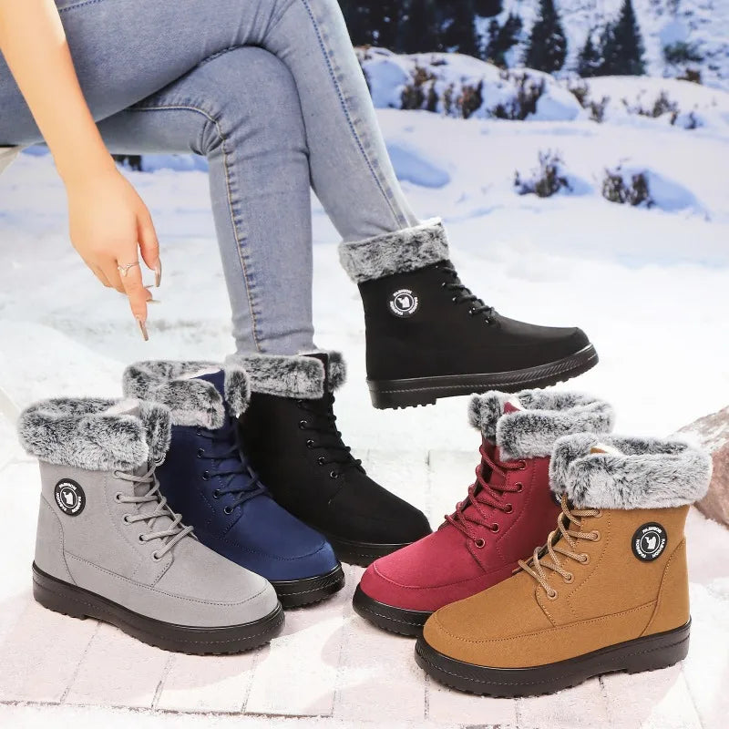 Winter New Women's Thick Plush Cotton Boots and Mid Top Warm Snow Boots Are Fashionable  Trendy  and Upgraded for Warmth