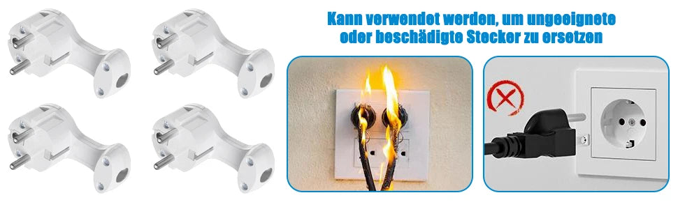 4pcs Male Female Connector EU Power Plug Replacement Rewireable Schuko Adapter Electeical Socket Extension Cable French German