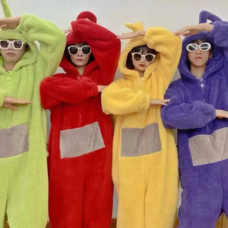 Adult Kids Costume Home 4 Colors Funny Tinky Winky Anime Tele baby tubbies Laa-Laa Po Soft Long Sleeves Piece Pajamas Costume