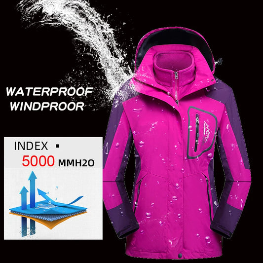 Winter 3 In 1 Ski Suit Women Waterproof Windproof Skiing Snowboarding Jacket Pants Set Female Warm Snow Costumes Outdoor Wear