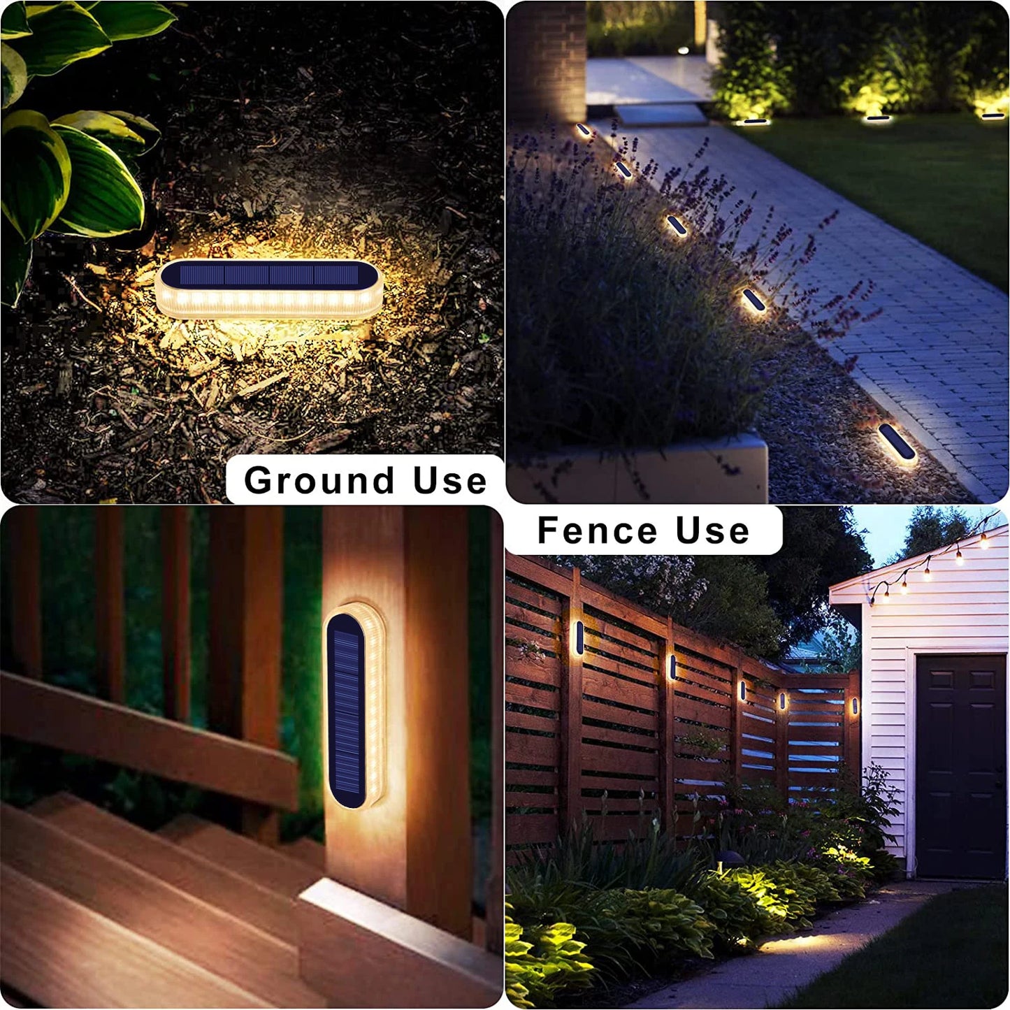 Solar Deck Lights 4 Counts Outdoor Step Lights Waterproof IP68 Led Solar Garden Lights for Stairs Fence Yard Patio Pathway