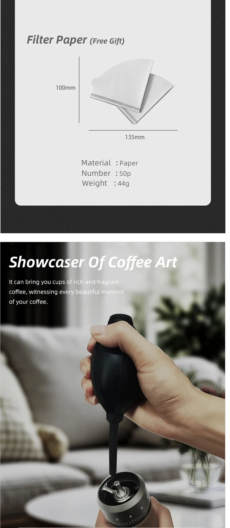 HiBREW Pour Over Coffee Kettles Manual Coffee Grinder Coffee Maker 8 pcs Set