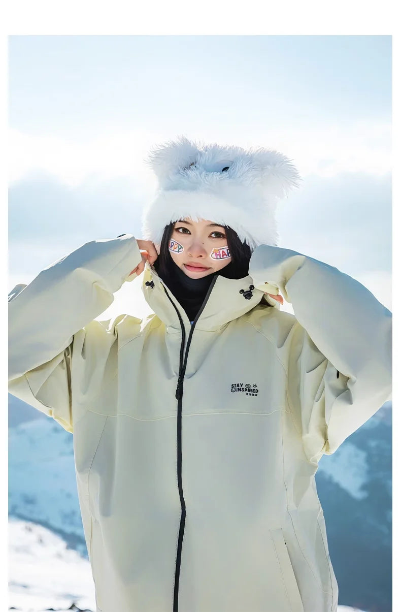 John snow 2024 New Male female couple Single and double board Ski suit set Loose type waterproof keep warm Ski pants ski jackets
