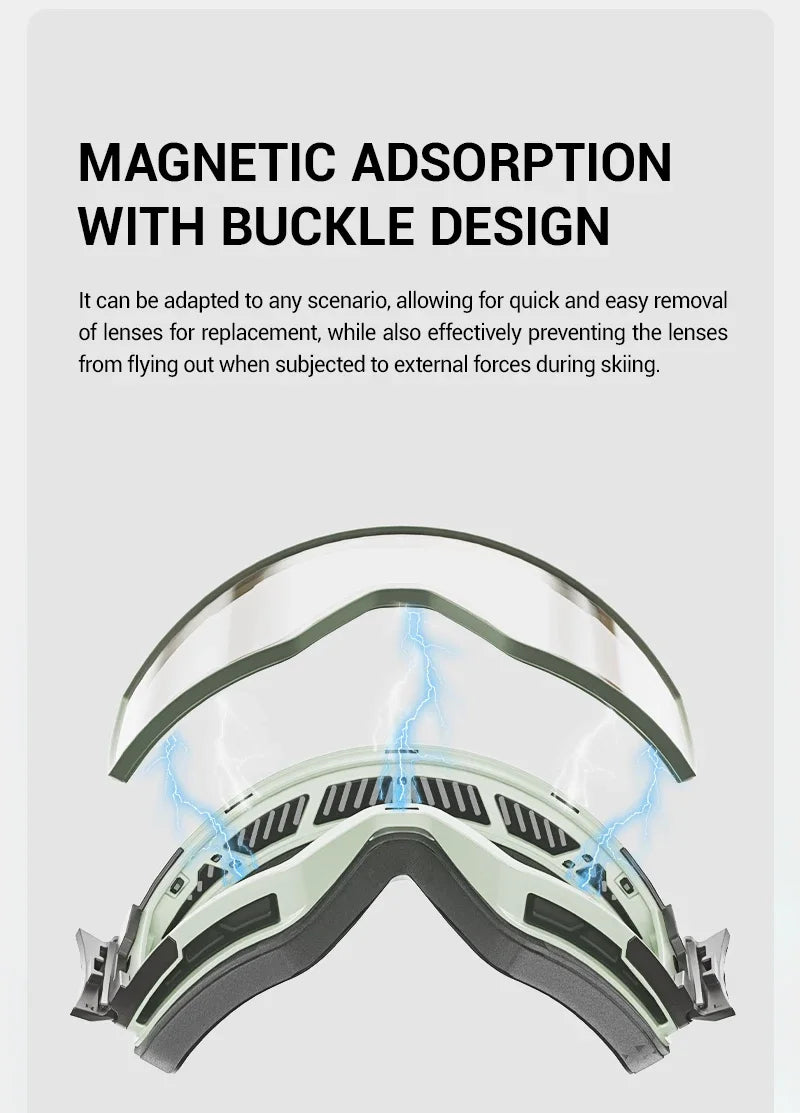 KAPVOE New Outdoor Photochromic Ski Goggles Winter Snow Sports for Unisex Snow Glasses UV400 Anti-fog Magnetic Snowboard Glasses