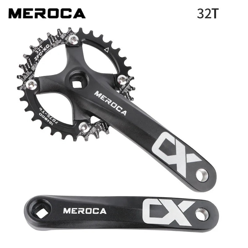 MEROCA Bicycle Crank Chainwheel 104BCD Bike Crankset Aluminum Alloy with Bottom Square Hole 170mm Crank 32/34/36/38/40/42T Plate