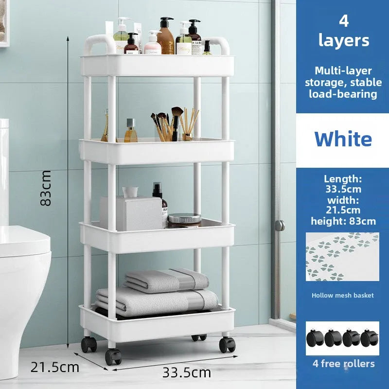 Multi-Layer Trolley Rack Kitchen Floor Bedroom Baby Snacks Mobile Bathroom Bathroom Storage Storage Rack