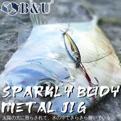 B&U Sea fishing Slow Jig Metal Jigging Spoon 3D Print Laser Artificial Bait Boat Fishing Jig Lures Super Hard Fish Fishing Lures