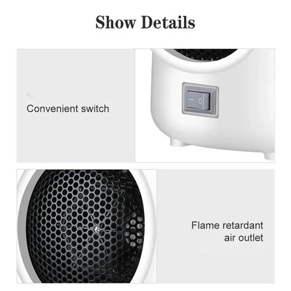 400W Mini Electric Heater 2-speed Quick Heating Home Electric Heater 220V/110V Hot Fan Overheating Protection Air Heat