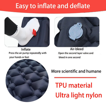 Outdoor Sleeping Pad Camping Inflatable Mattress Built-in Pump Ultralight Air Cushion Travel Mat With Headrest For Travel Hiking