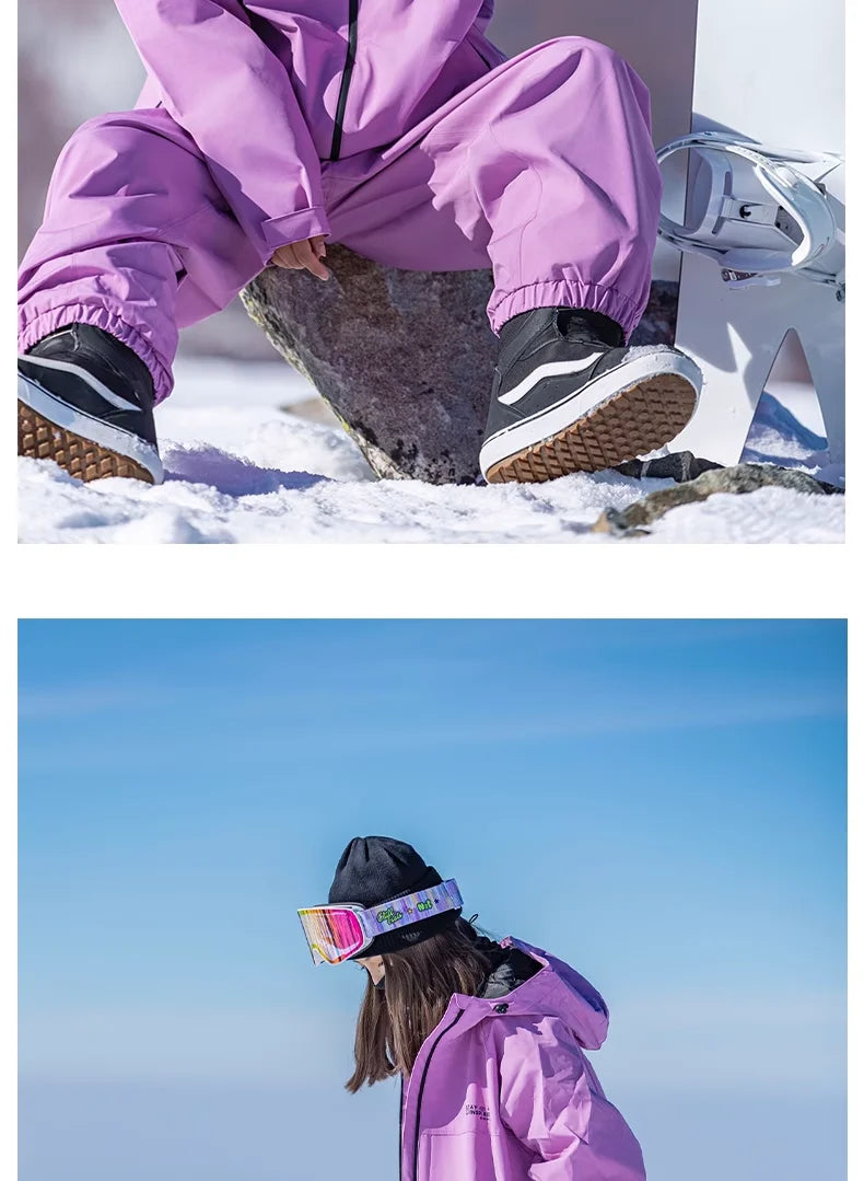 John snow 2024 New Male female couple Single and double board Ski suit set Loose type waterproof keep warm Ski pants ski jackets