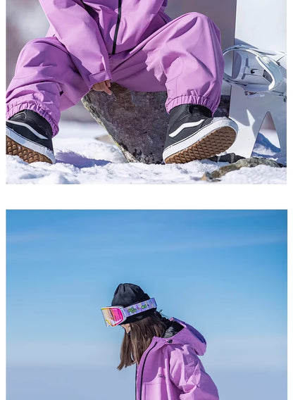 John snow 2024 New Male female couple Single and double board Ski suit set Loose type waterproof keep warm Ski pants ski jackets