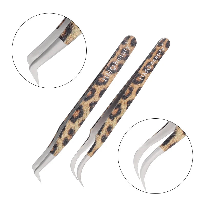 Leopard Eyelash Tweezers Stainless Steel High Quality Lash Tweezer For Lashes Extension Anti-Static 3D Accurate Clip Makeup Tool