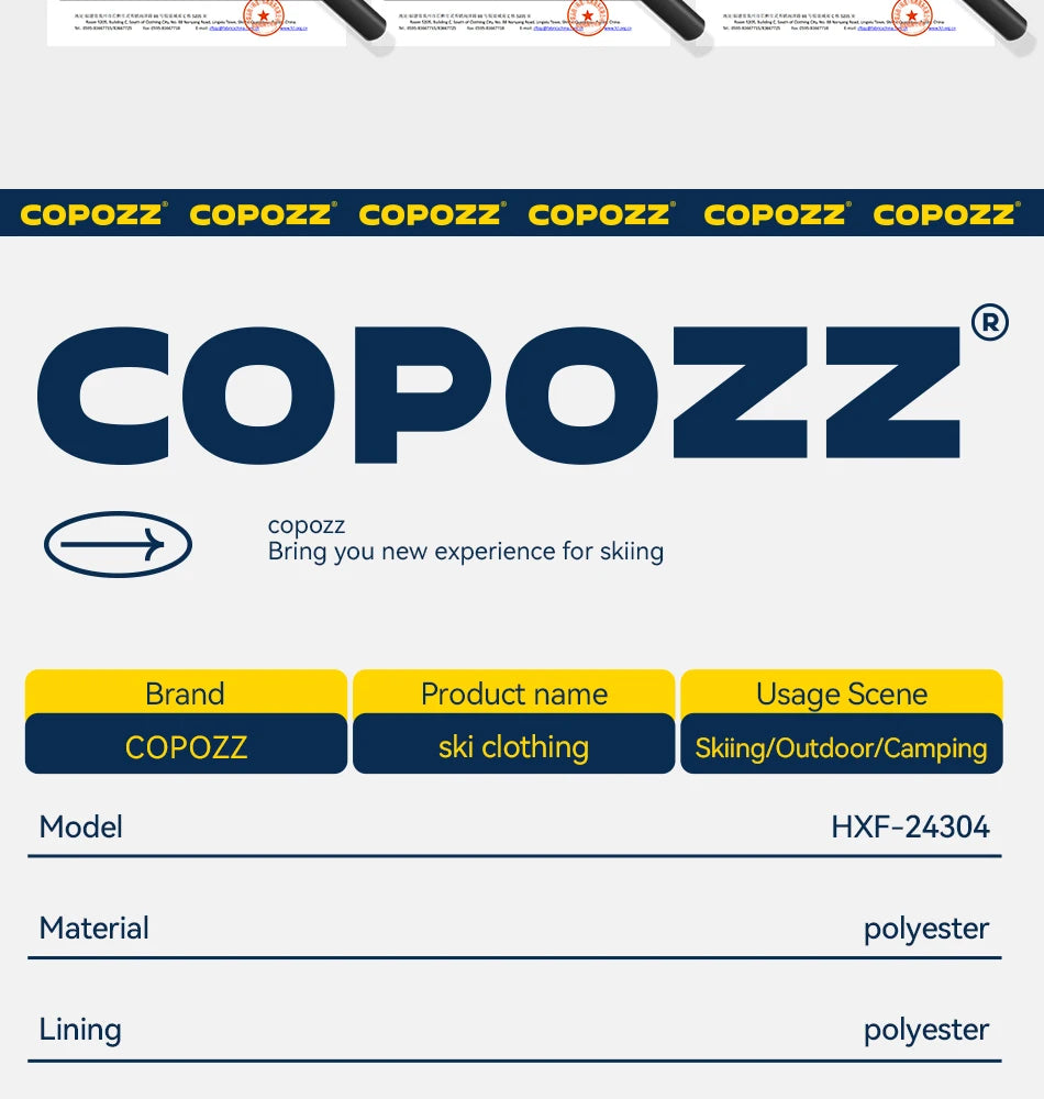 COPOZZ Skiing Coats Winter Warm Women Men Tracksuit Hooded Sports Snowboard Jacket Mountain Female Outwear Windproof Ski Clothes