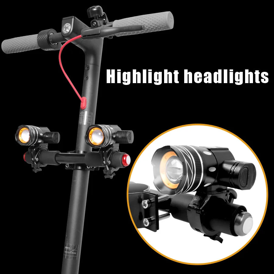 LED Headlight For Xiaomi M365 /Pro Electric Scooter Zoomable 1200mAh Battery USB Rechargeable 150LM XM-L T6 LED Light Front Lamp