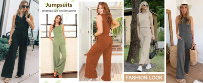 Bohemian Leaf Print Holiday Pants Set Round Neck Elegant Temperament Summer Sleeveless Top And Pants Hawaii Vacation Womenswear