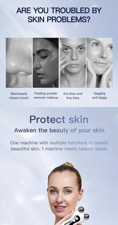 Portable Electric V-Face Lift Roller Massager EMS Microcurrent Sonic Vibration Facial Lifting Skin Tighten Massage Beauty Device