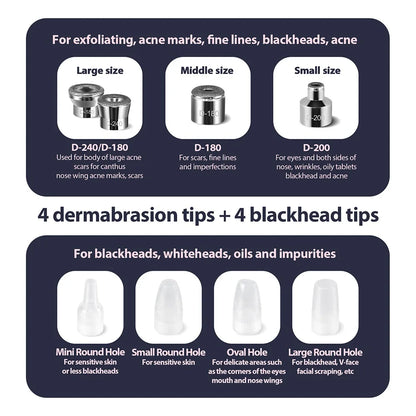 Foreverlily Portable Diamond Peeling Machine Microdermabrasion Facial Cleaning Device Exfoliation Vacuum Blackhead Remover